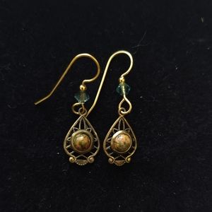 Small Gold and Natural Stone Earrings